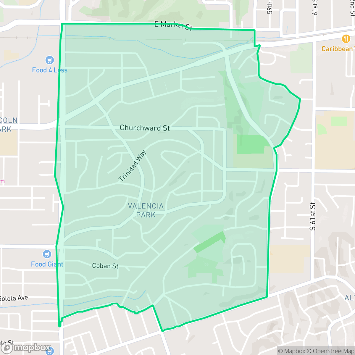 Map showing the location of Valencia Park, San Diego, CA