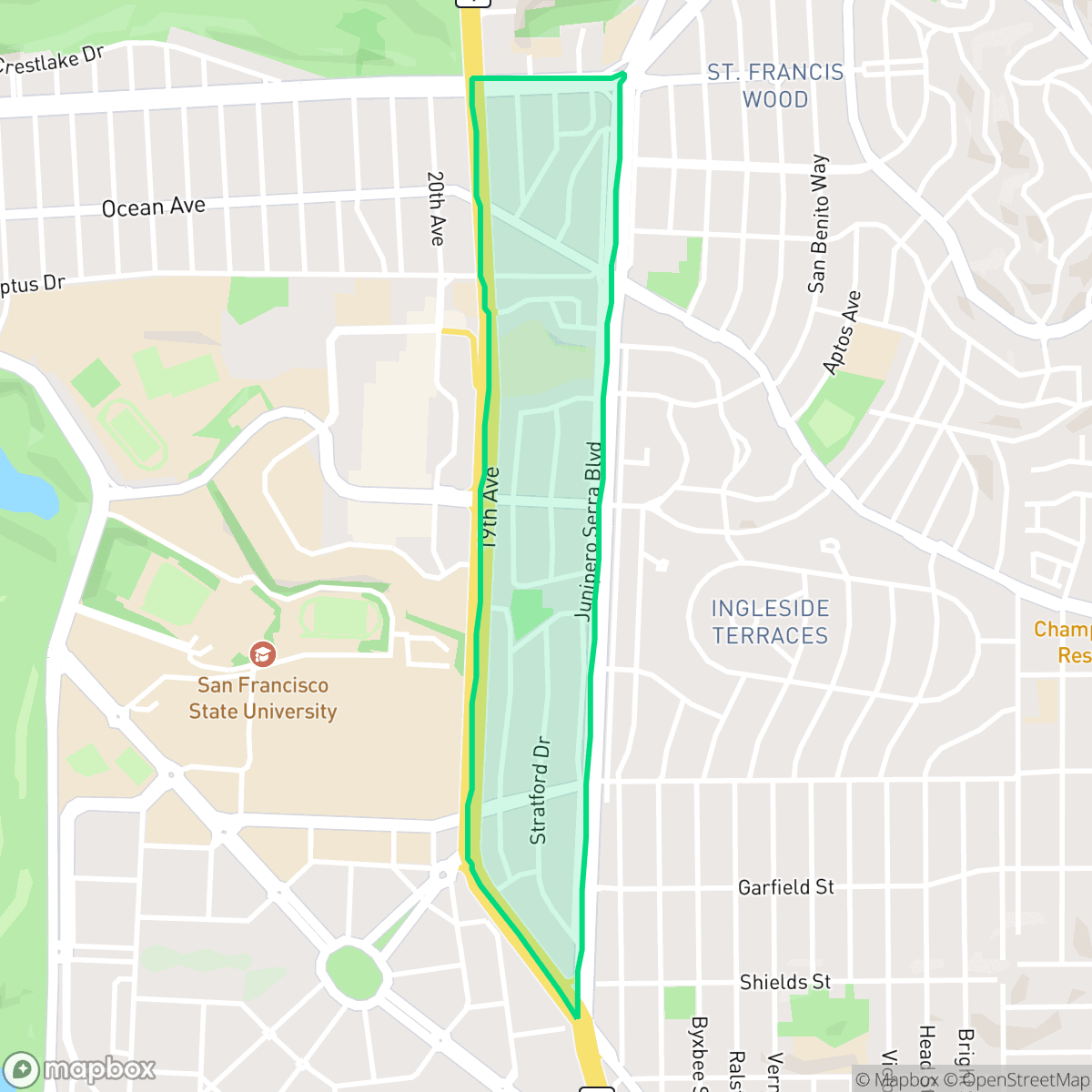 Map showing the location of Lakeside, San Francisco, CA