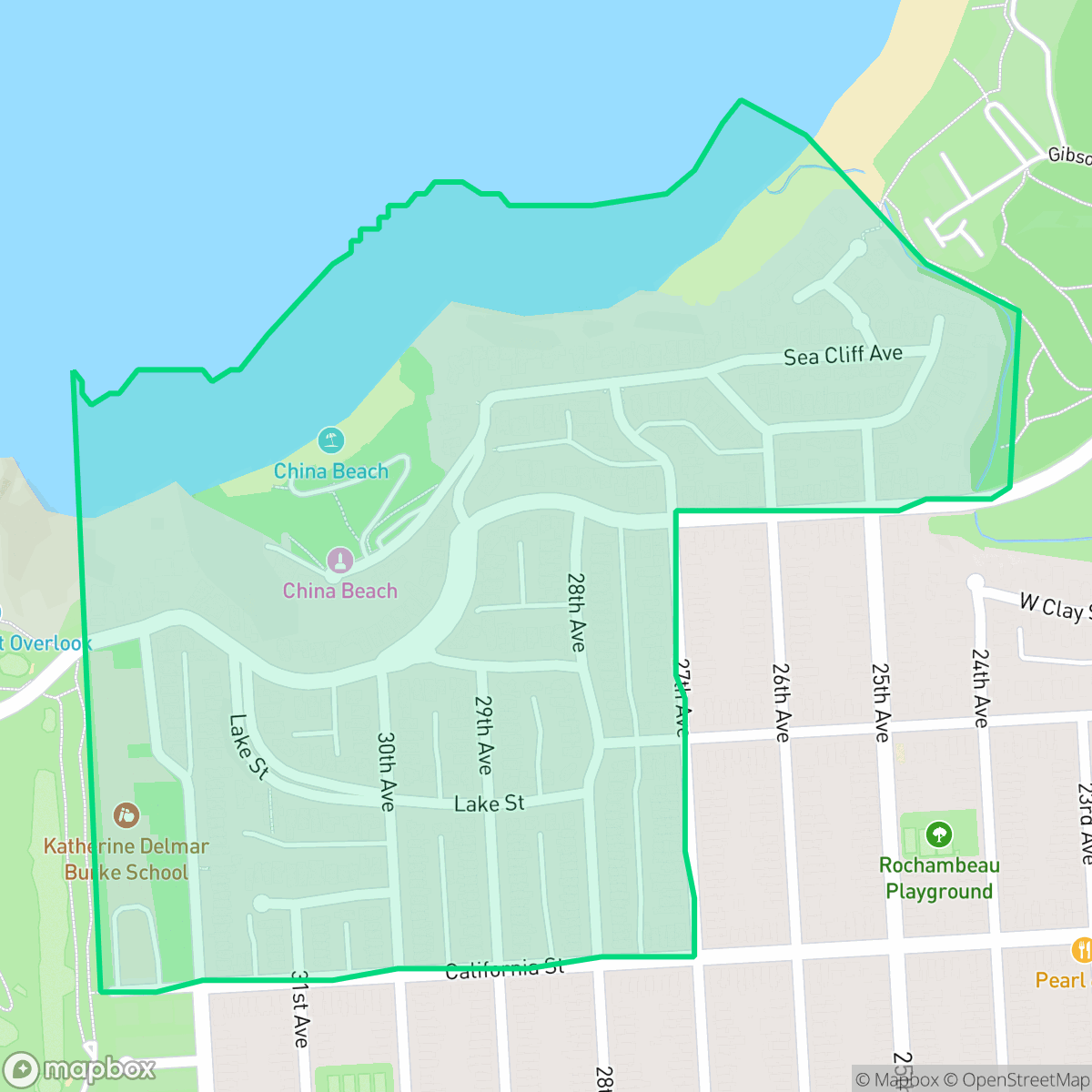 Map showing the location of Sea Cliff, San Francisco, CA
