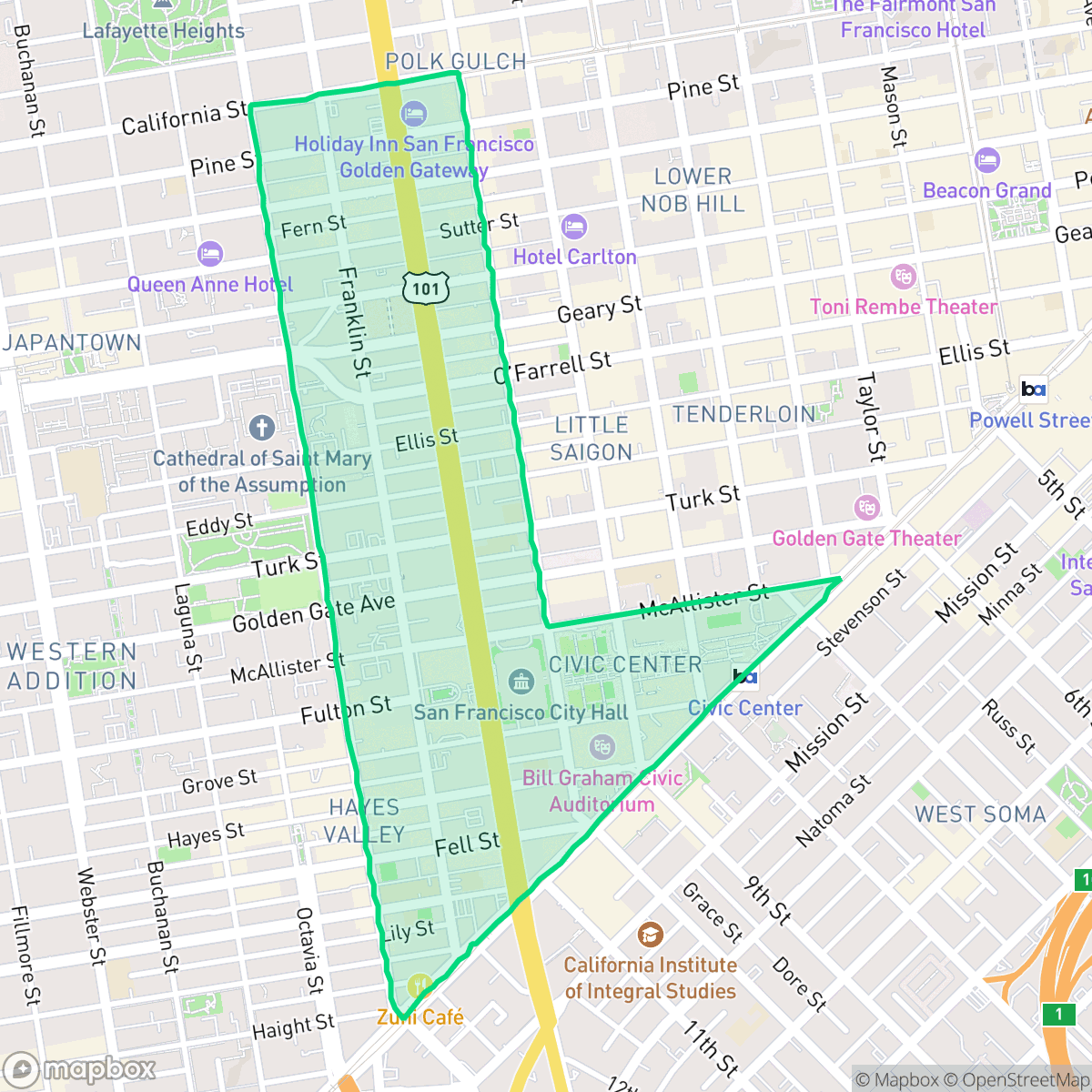 Map showing the location of Van Ness - Civic Center, San Francisco, CA