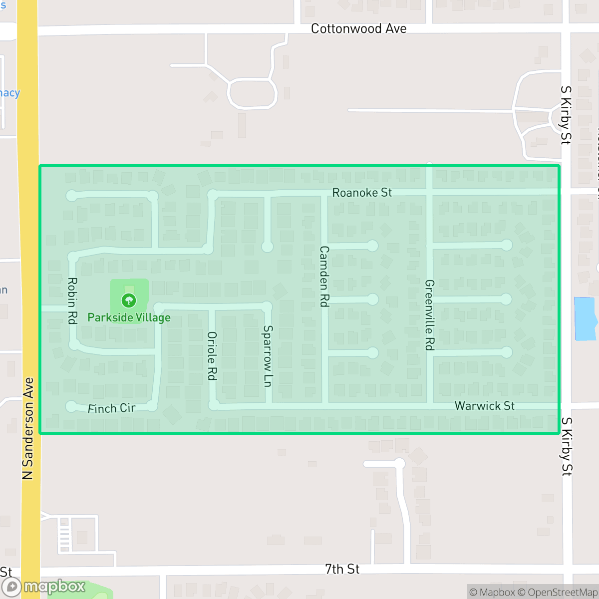Map showing the location of Parkside Village, San Jacinto, CA