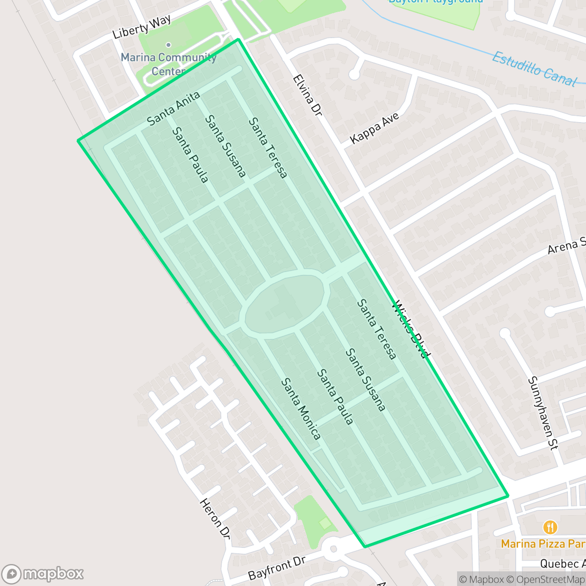 Map showing the location of Mission Bay Mobile Home Park, San Leandro, CA