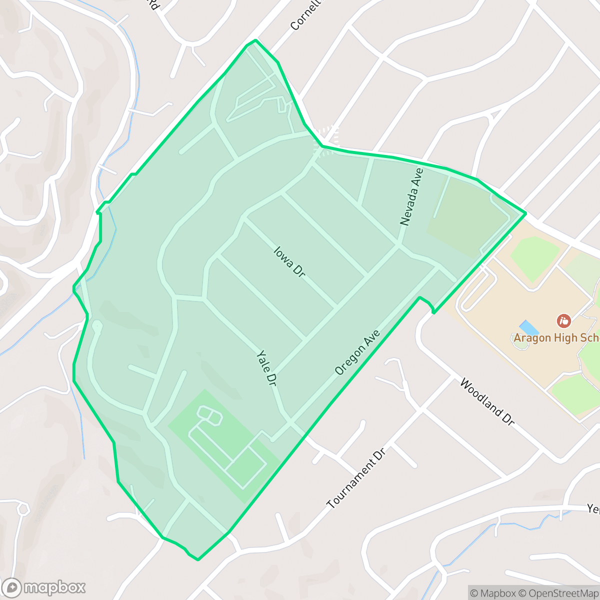 Map showing the location of Baywood Knolls, San Mateo, CA
