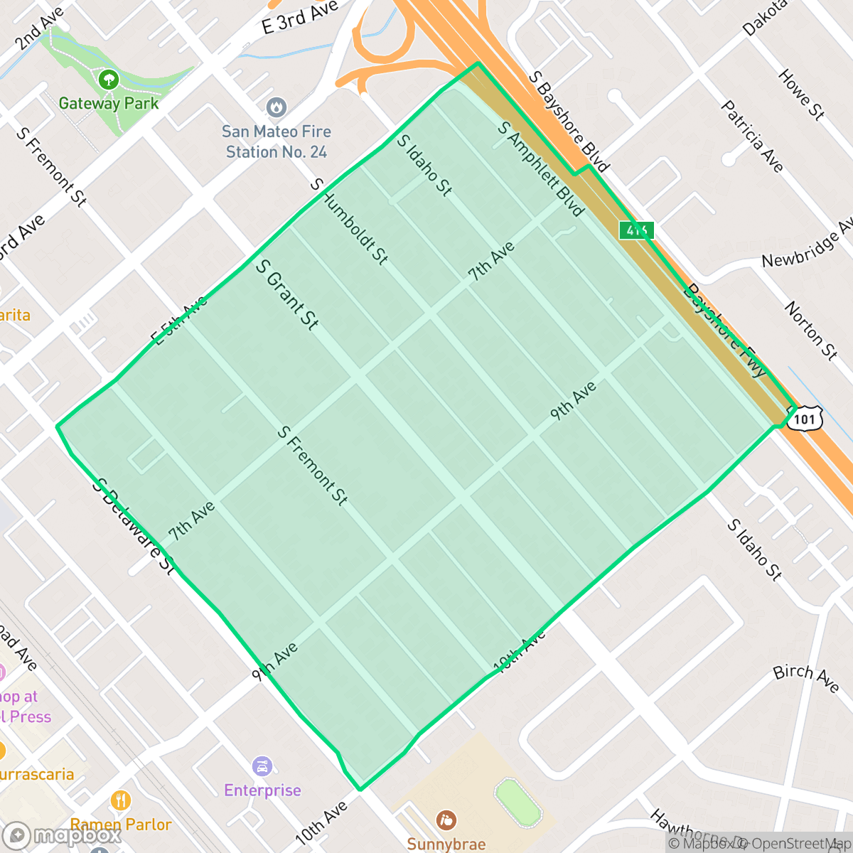 Map showing the location of East San Mateo, San Mateo, CA