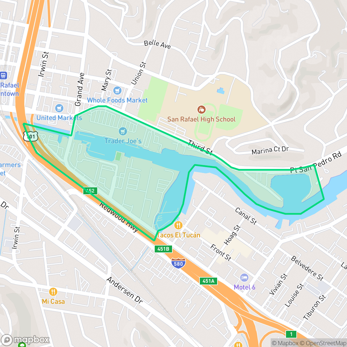Map showing the location of Canal Waterfront, San Rafael, CA