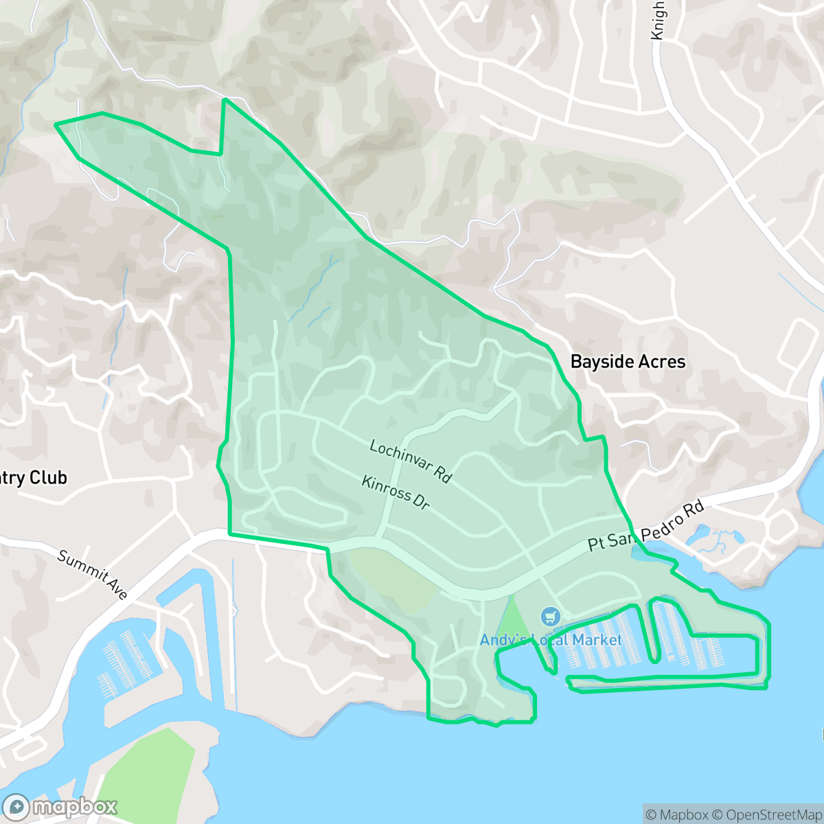 Map showing the location of Loch Lomond, San Rafael, CA
