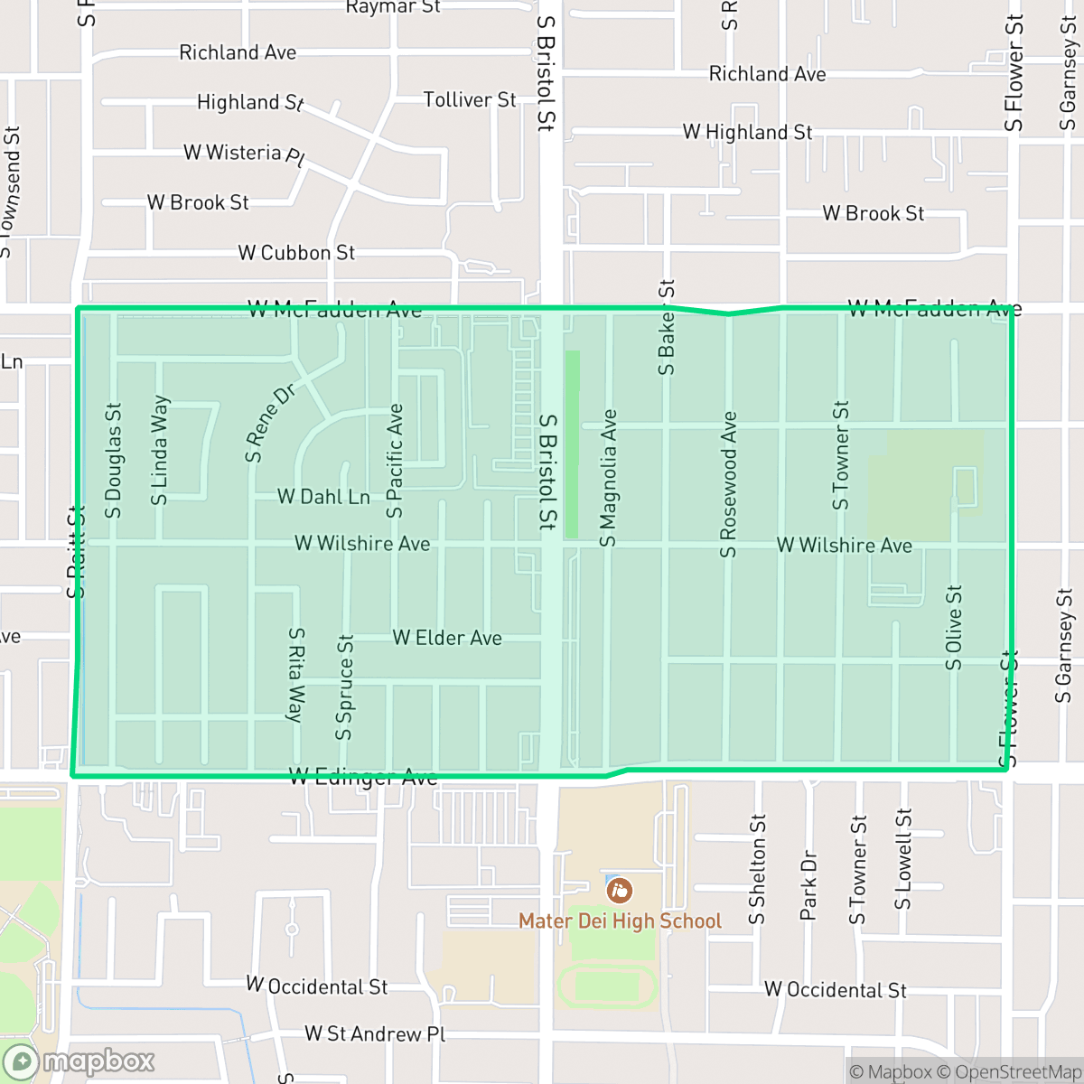 Map showing the location of Mid - City, Santa Ana, CA