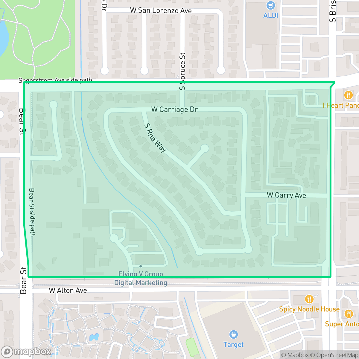 Map showing the location of Republic Homes, Santa Ana, CA