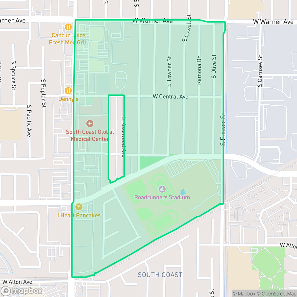Map showing the location of Sunwood Central, Santa Ana, CA