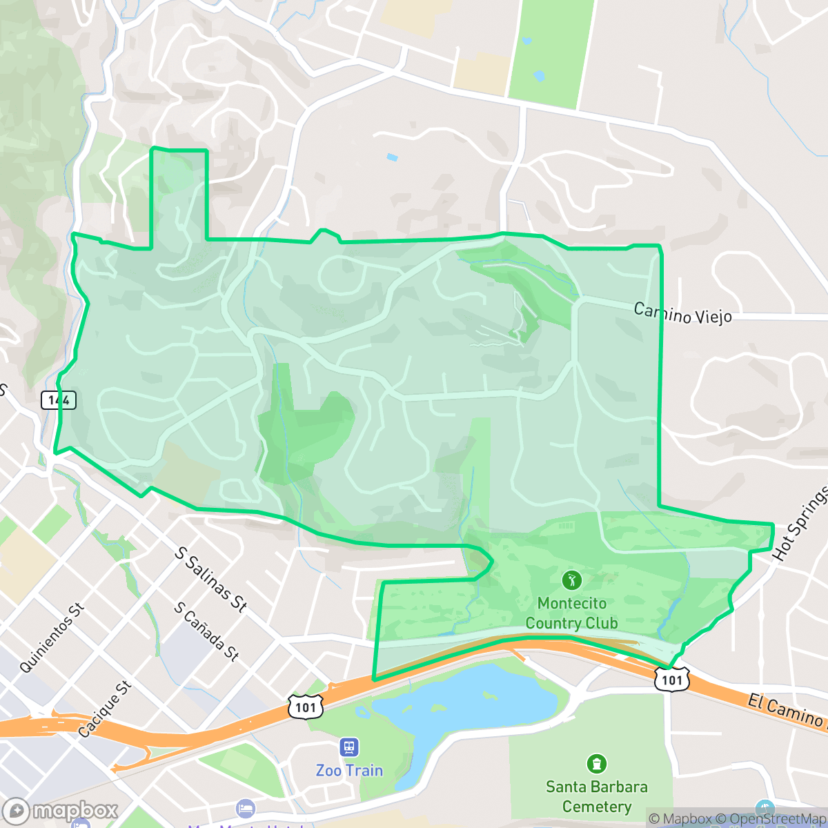 Map showing the location of Eucalyptus Hill, Santa Barbara, CA