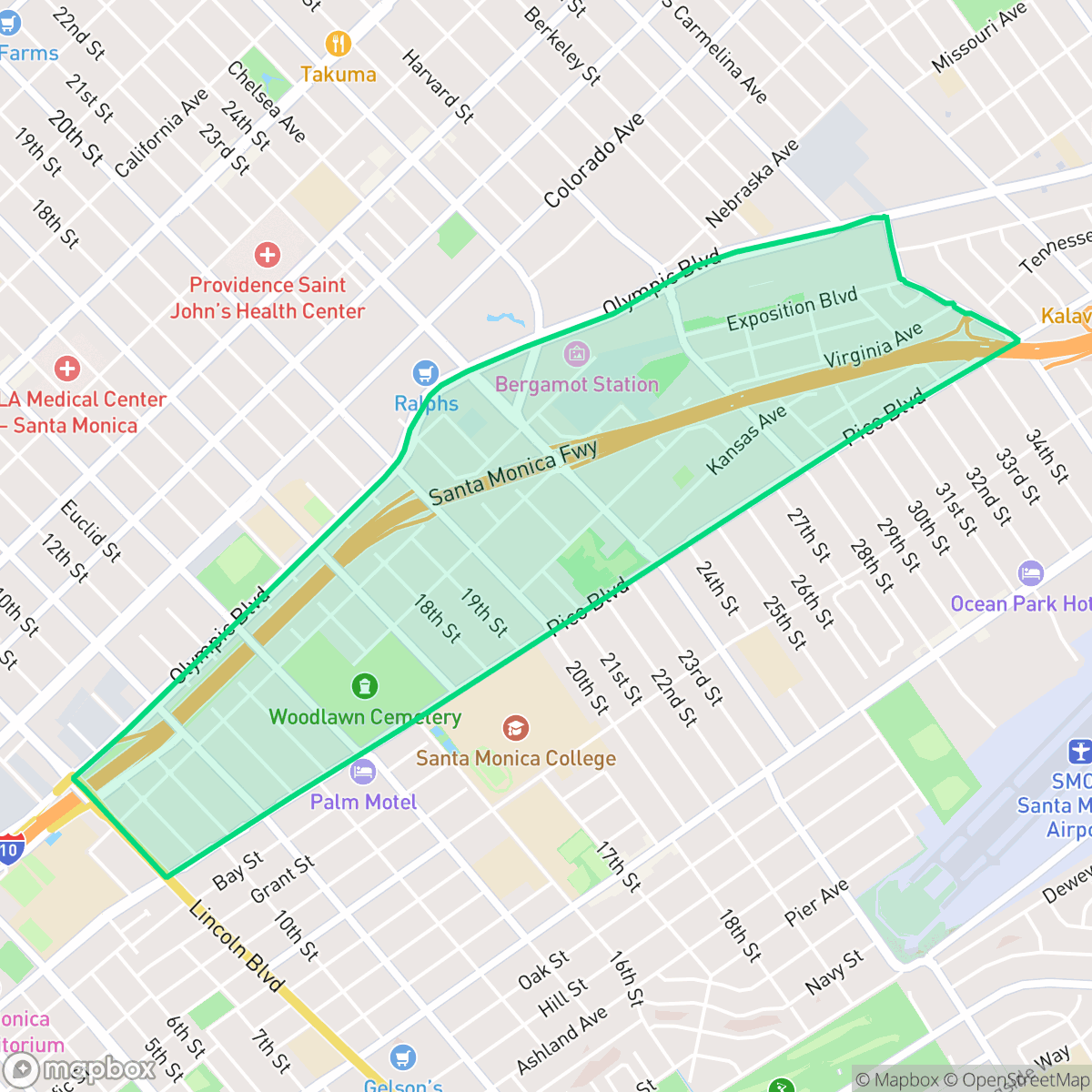 Map showing the location of Pico District, Santa Monica, CA
