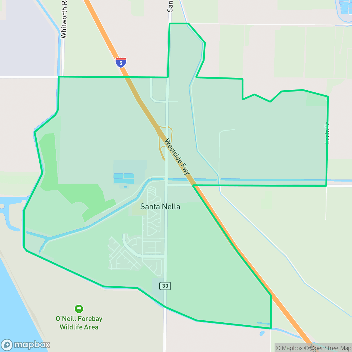 Map showing the location of Santa Nella, CA — coverage area