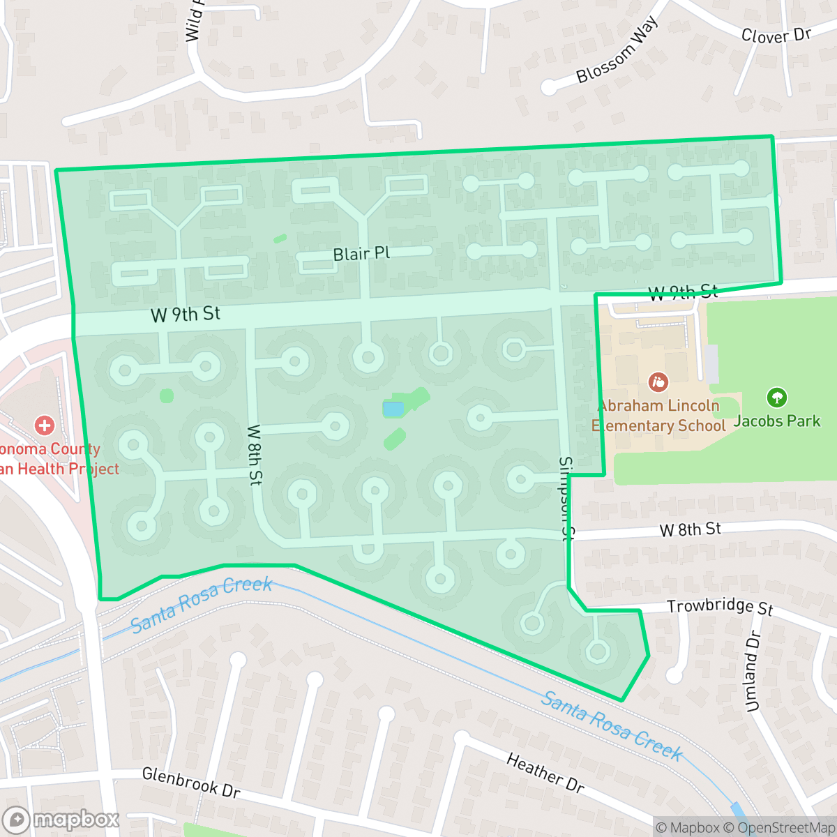 Map showing the location of Lincoln Manor Association, Santa Rosa, CA