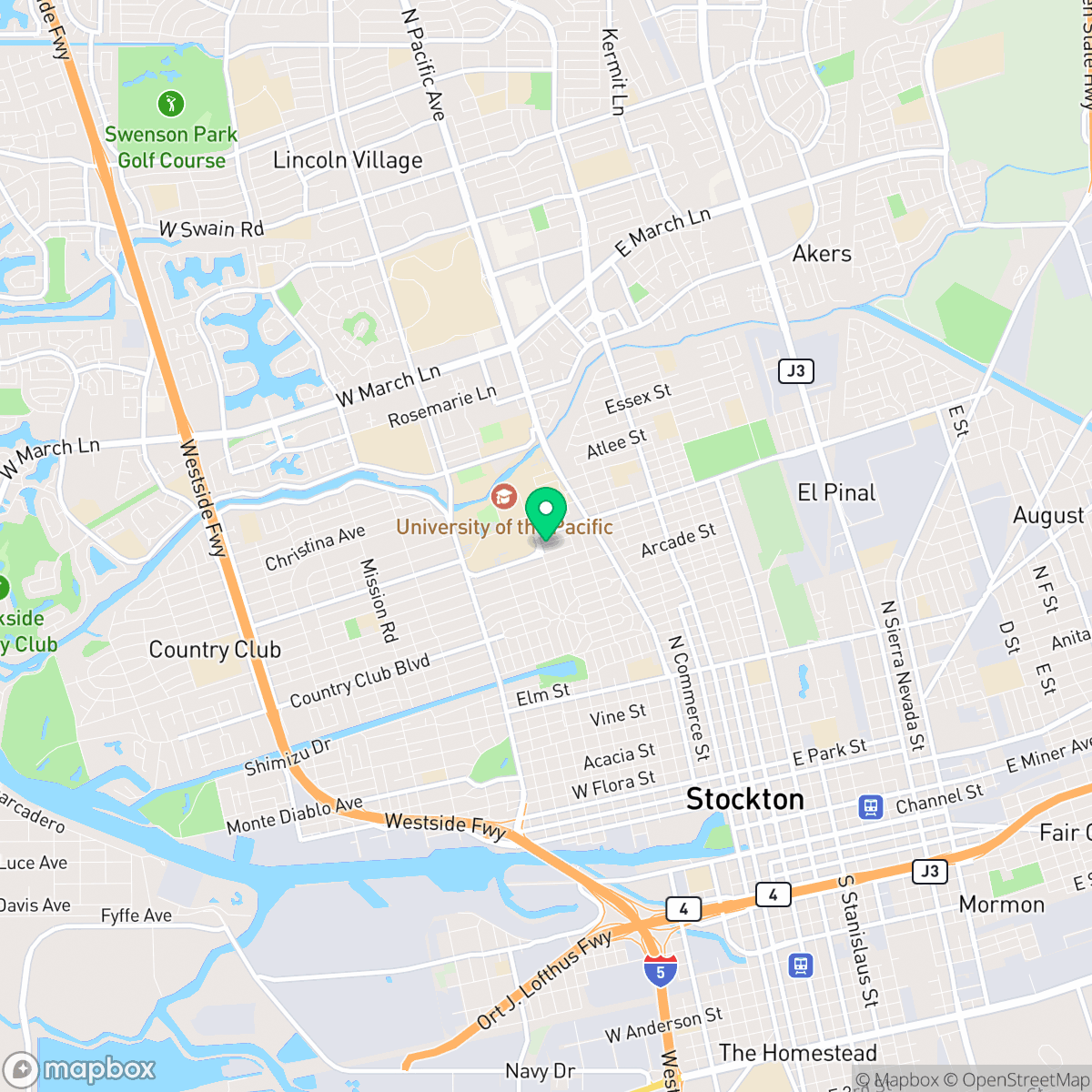 Map showing the location of Stockton, CA — coverage area