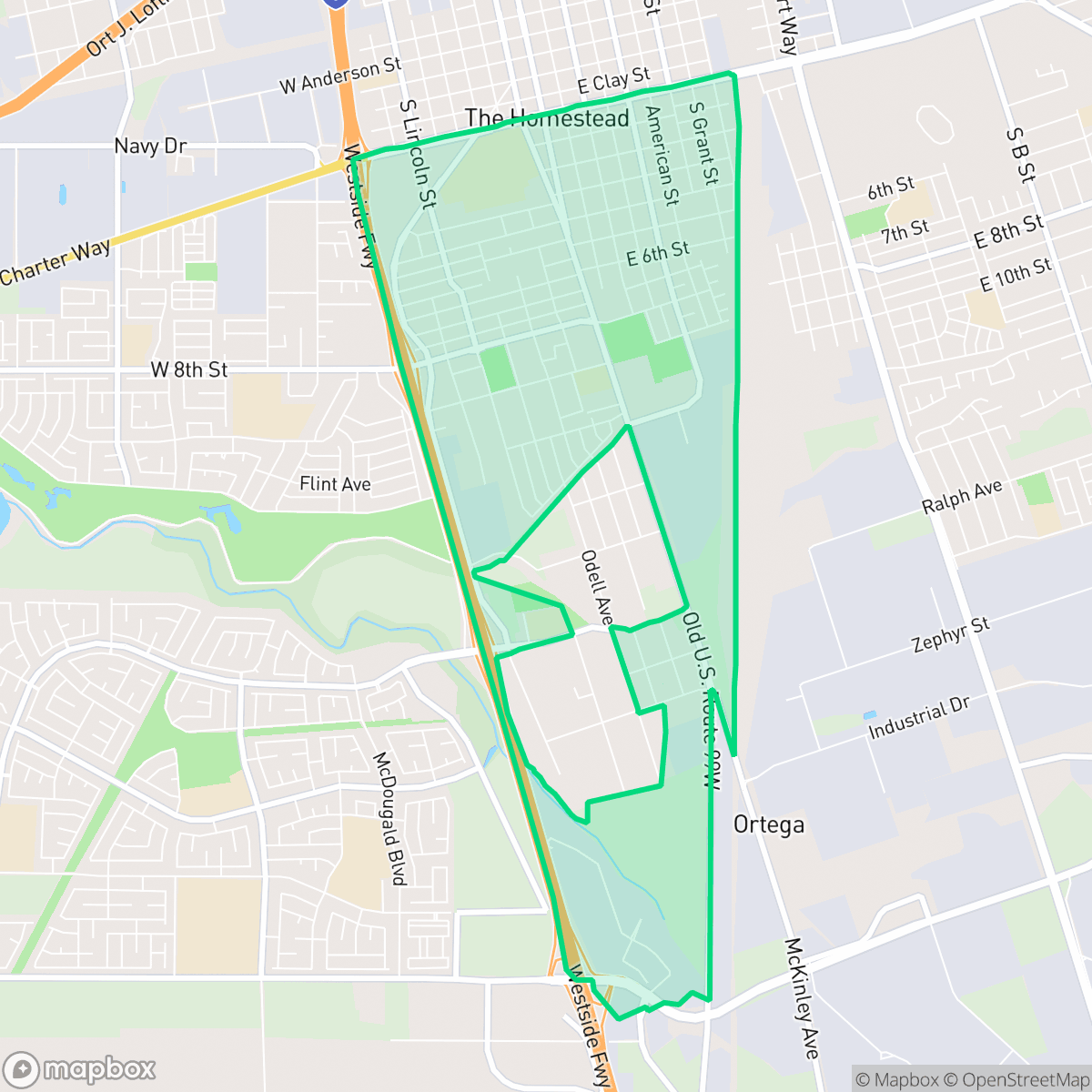 Map showing the location of McKinley Park, Stockton, CA