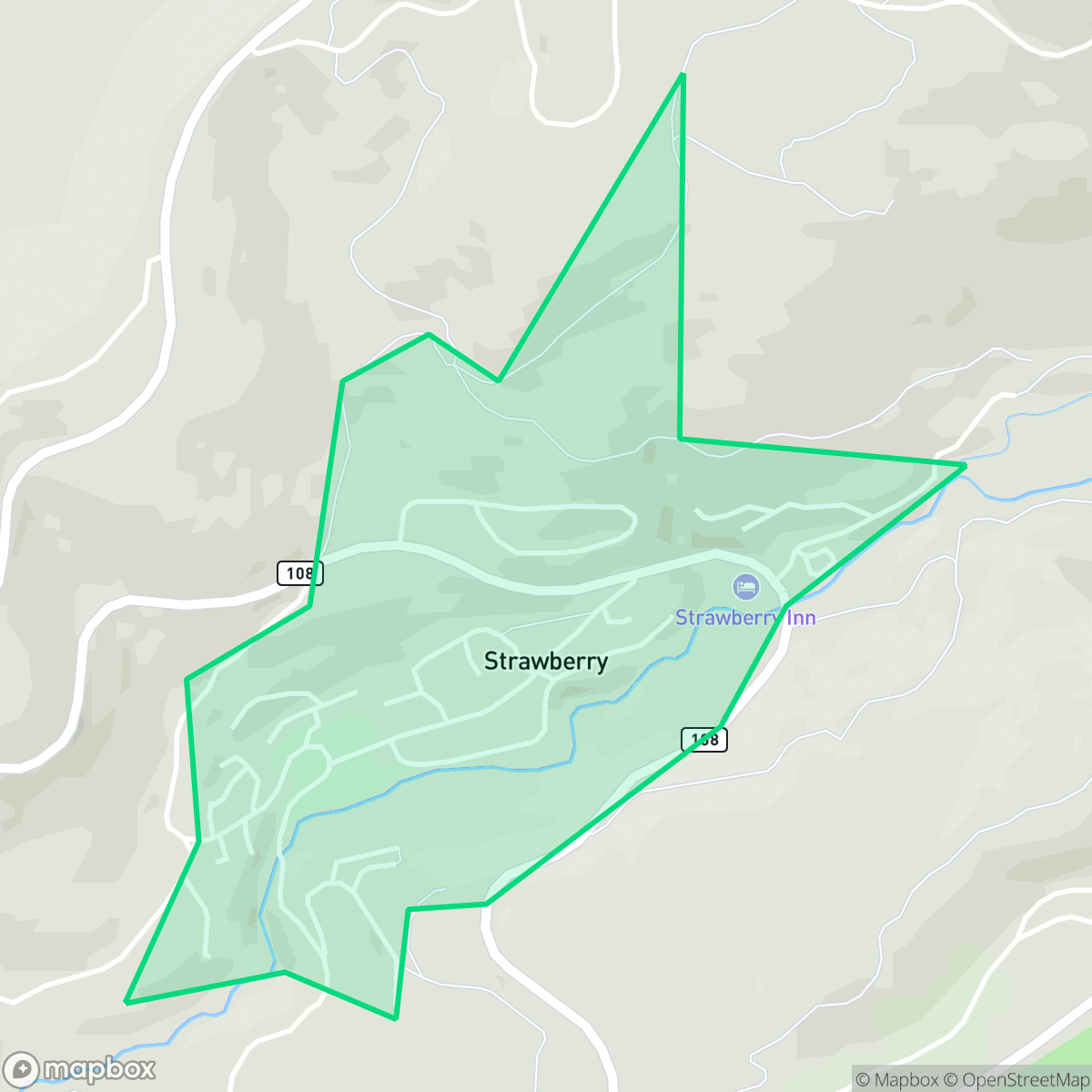 Map showing the location of Strawberry, CA — coverage area