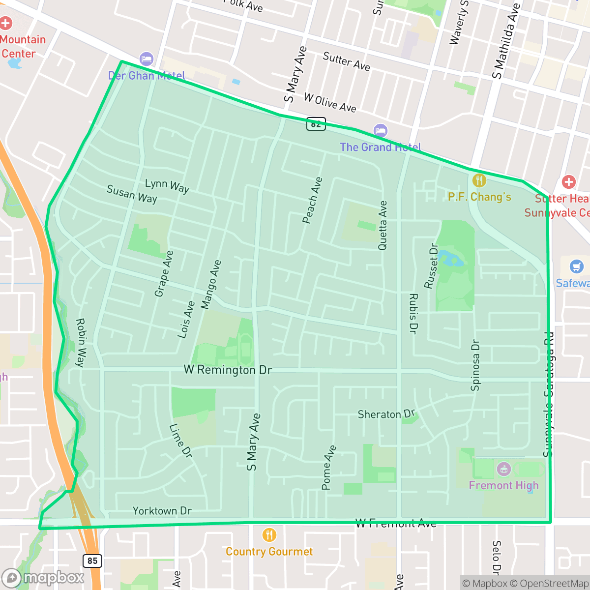 Map showing the location of De Anza, Sunnyvale, CA