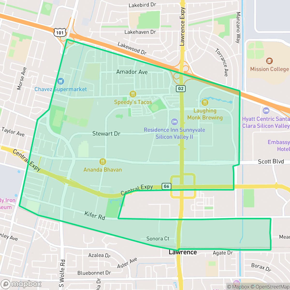 Map showing the location of East Murphy, Sunnyvale, CA