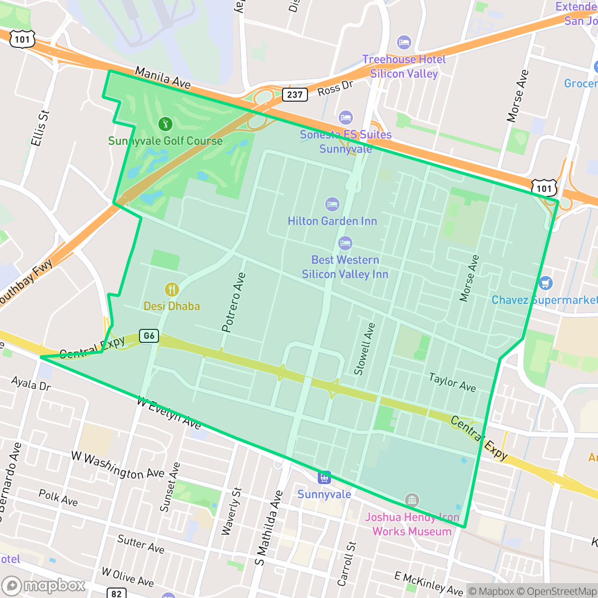 Map showing the location of West Murphy, Sunnyvale, CA