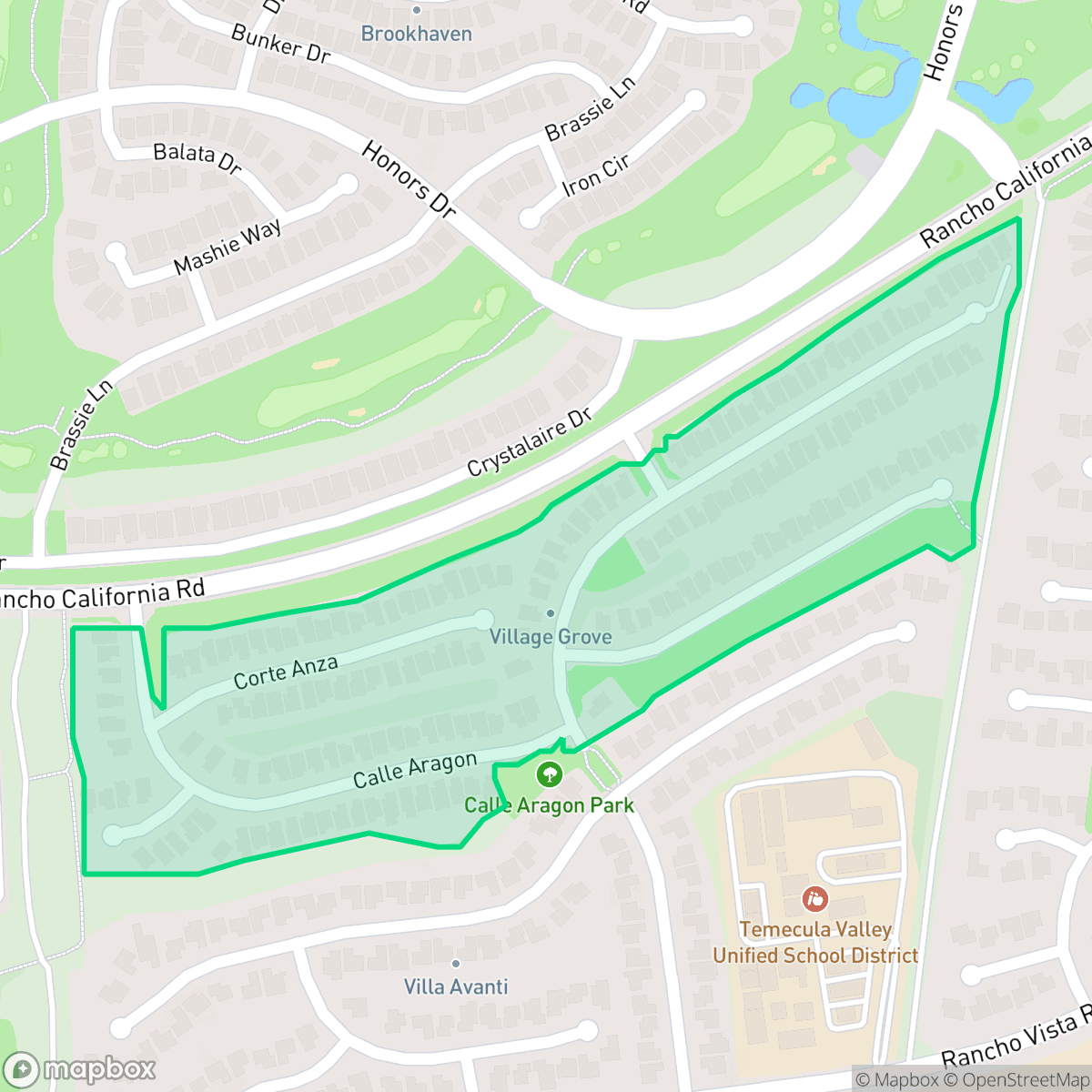 Map showing the location of Village Grove, Temecula, CA