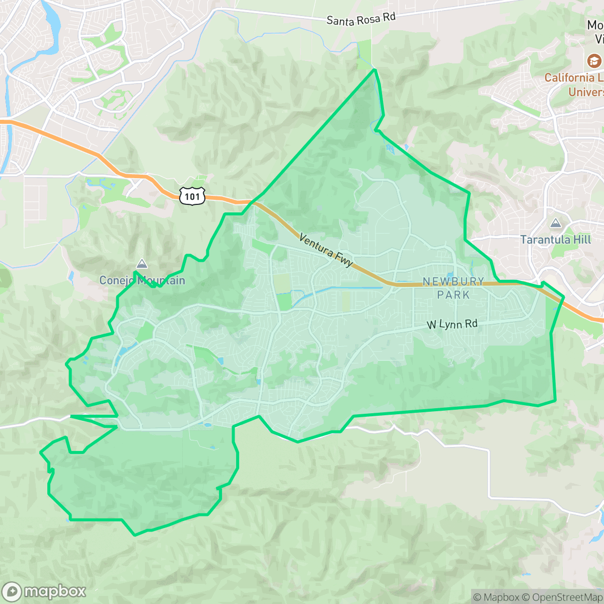 Map showing the location of Newbury Park, Thousand Oaks, CA