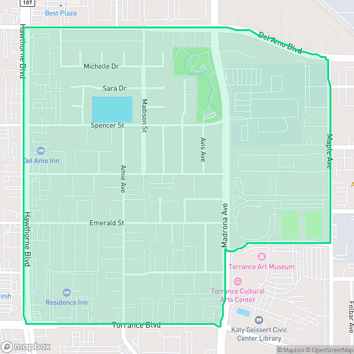 Map showing the location of Delthome, Torrance, CA