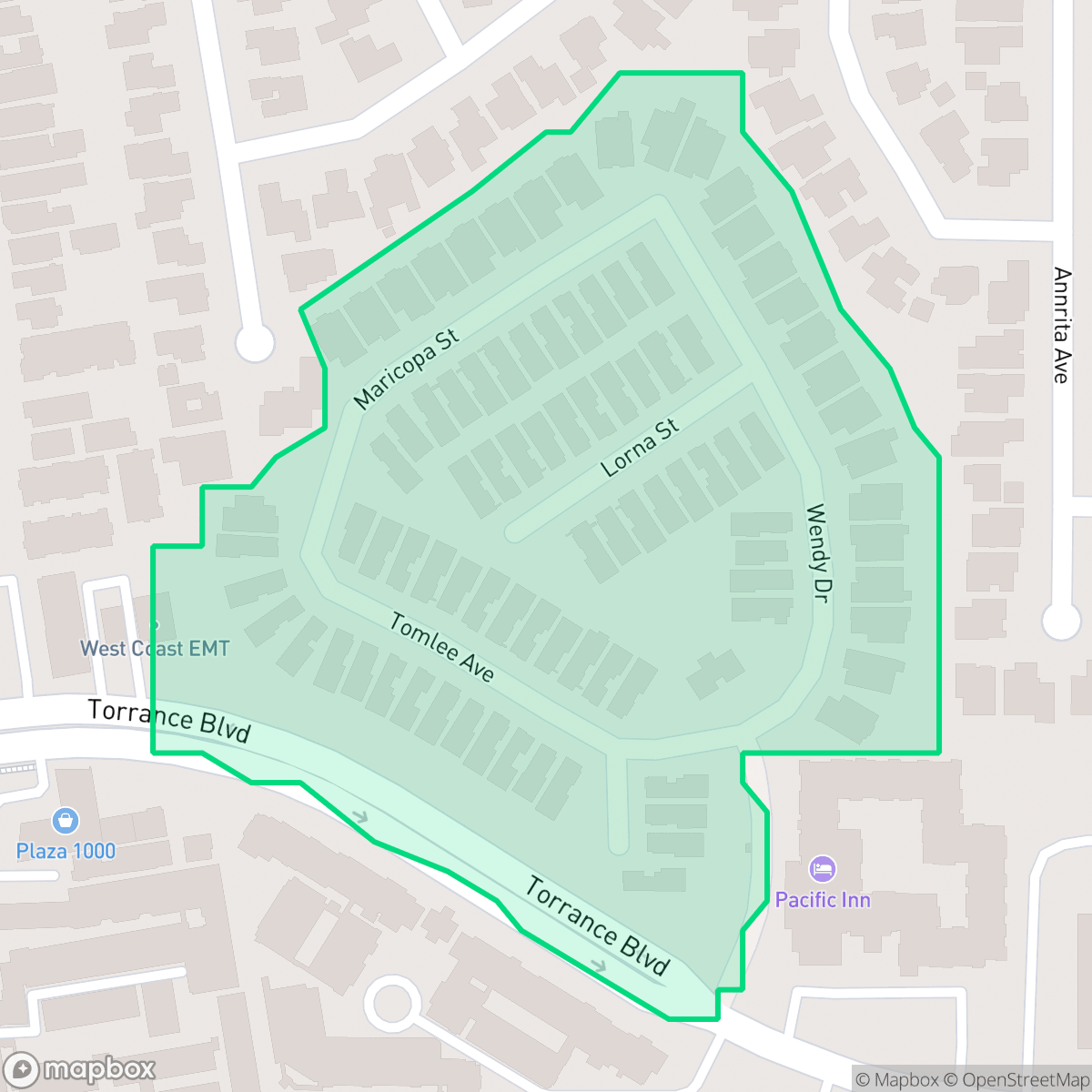 Map showing the location of Pacific Colony, Torrance, CA