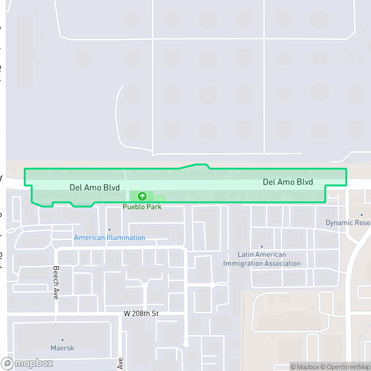 Map showing the location of Pueblo, Torrance, CA