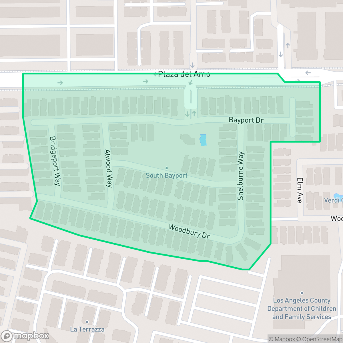Map showing the location of South Bayport, Torrance, CA