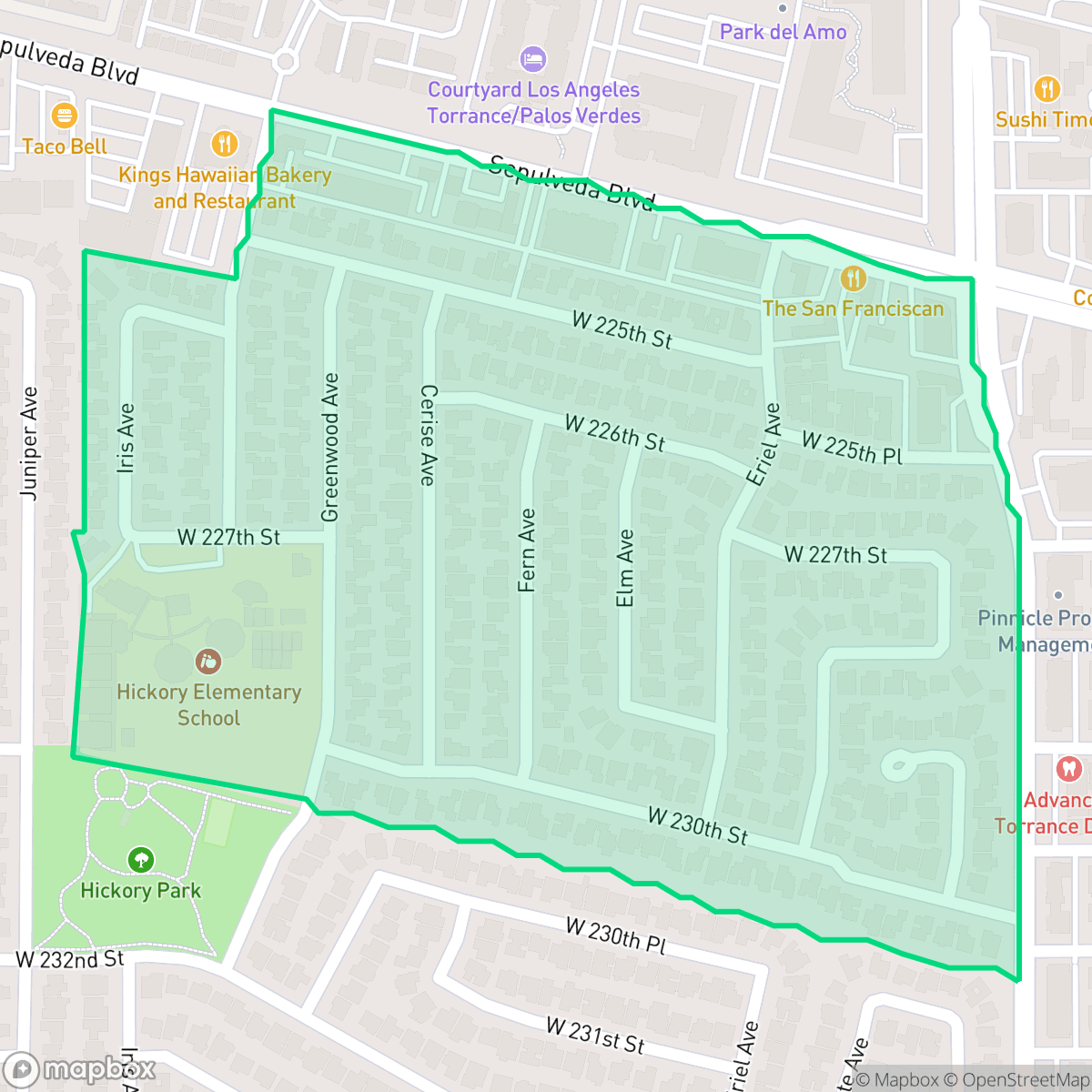 Map showing the location of Southwood Sunray, Torrance, CA