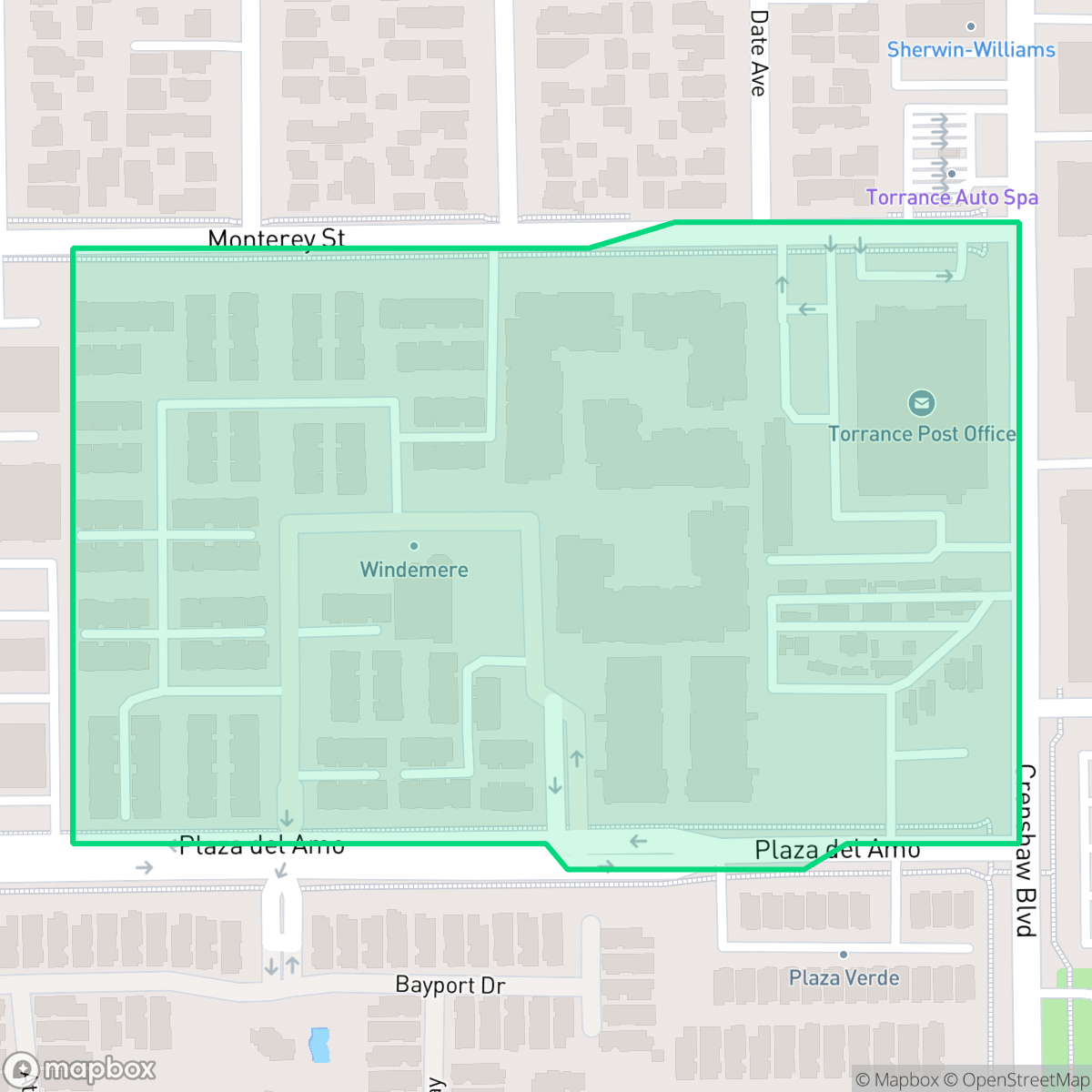 Map showing the location of Torrance Windemere, Torrance, CA