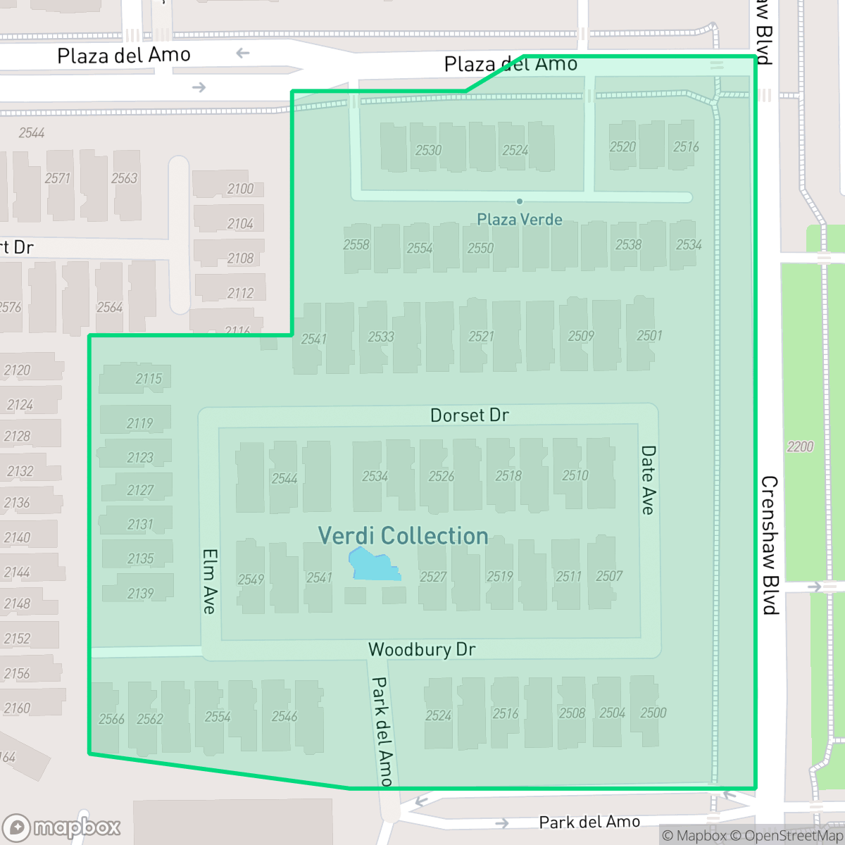 Map showing the location of Verdi Estates, Torrance, CA