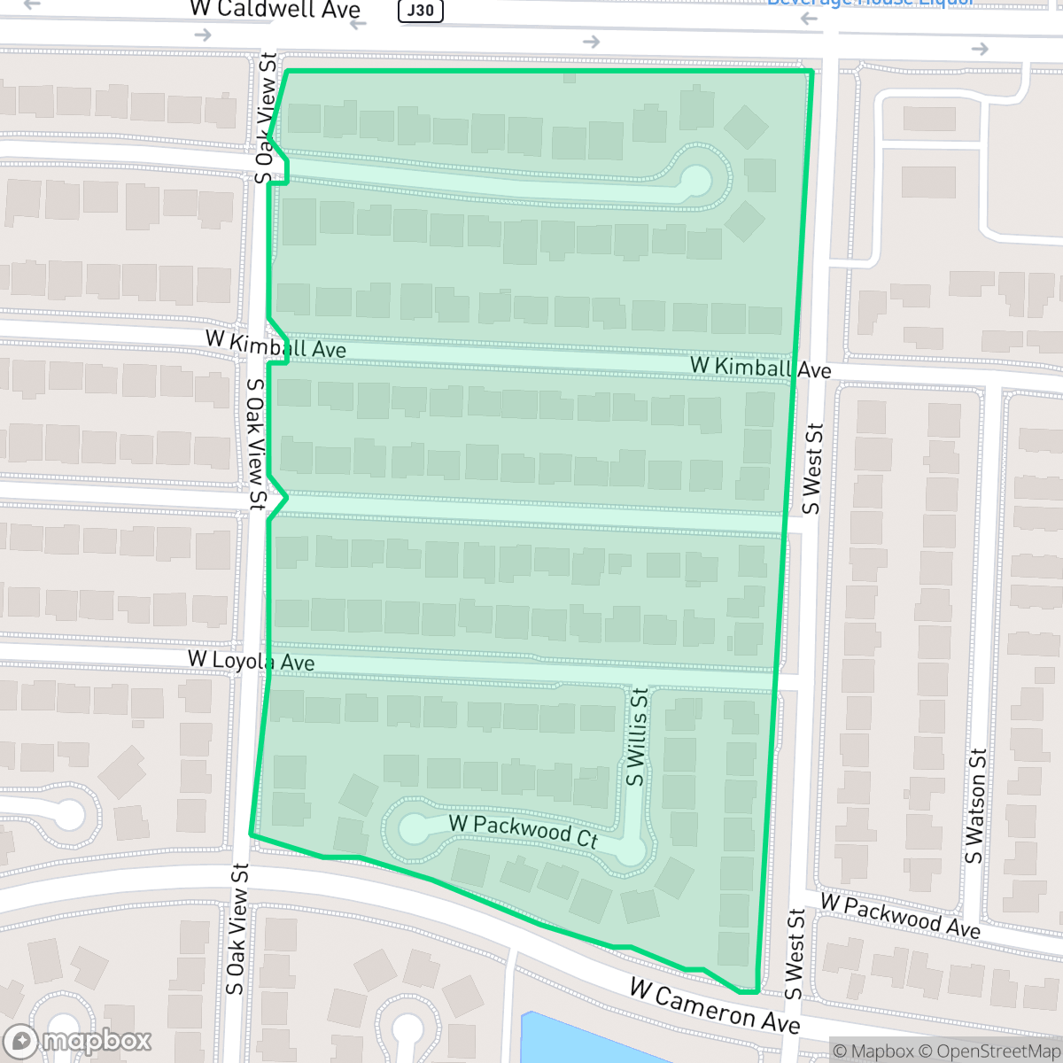 Map showing the location of Caldwell West Estates, Visalia, CA