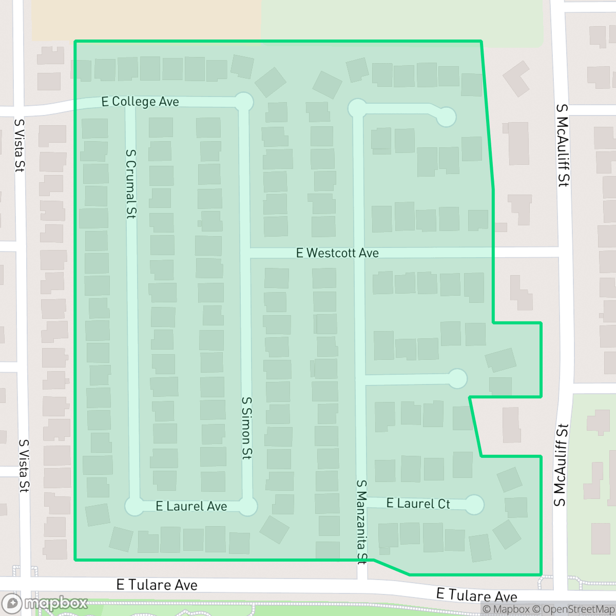 Map showing the location of Candelas, Visalia, CA