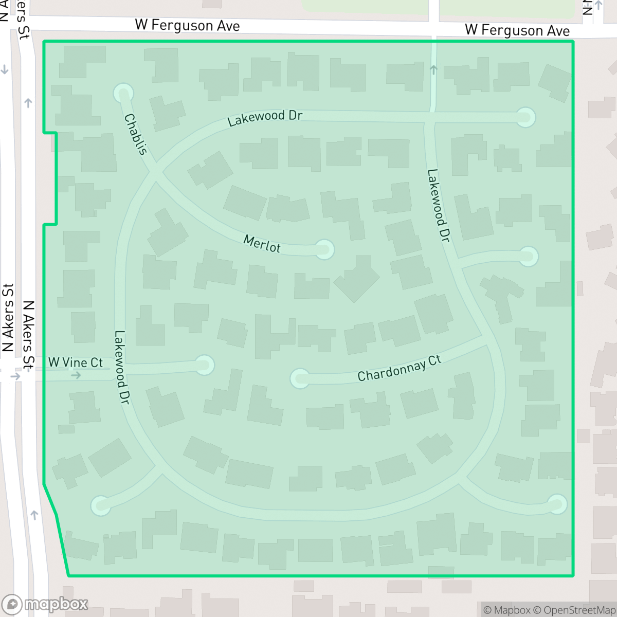 Map showing the location of Lakewood, Visalia, CA