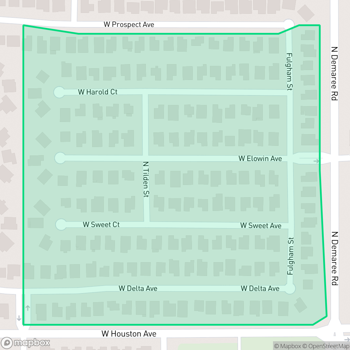 Map showing the location of Oakwood, Visalia, CA