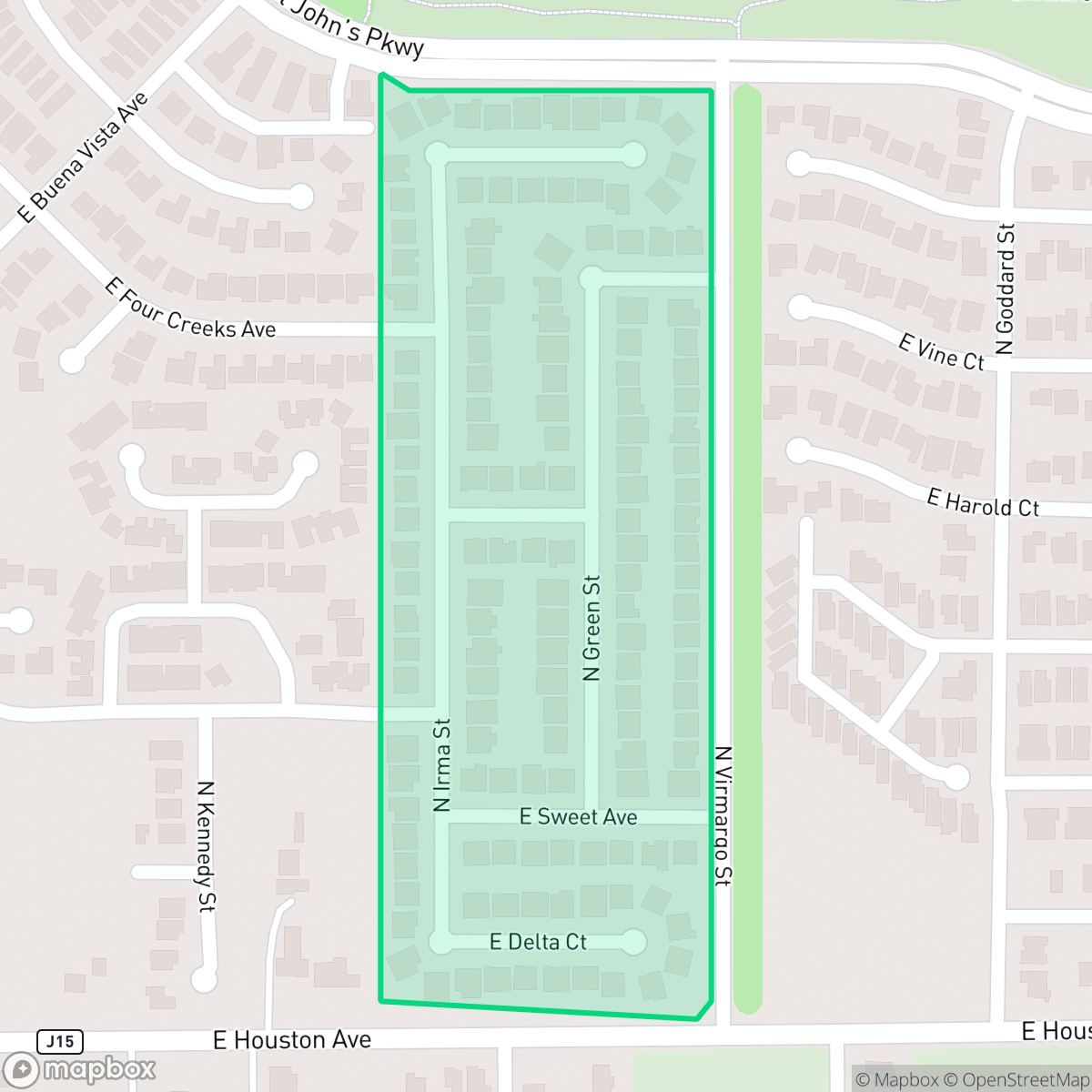 Map showing the location of Pine River Ranch Estates, Visalia, CA
