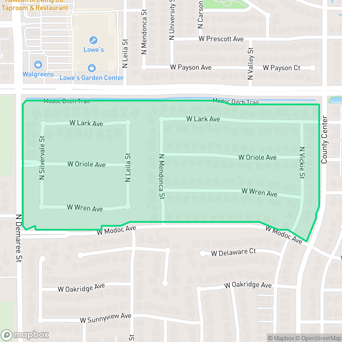 Map showing the location of Sterling Oaks, Visalia, CA