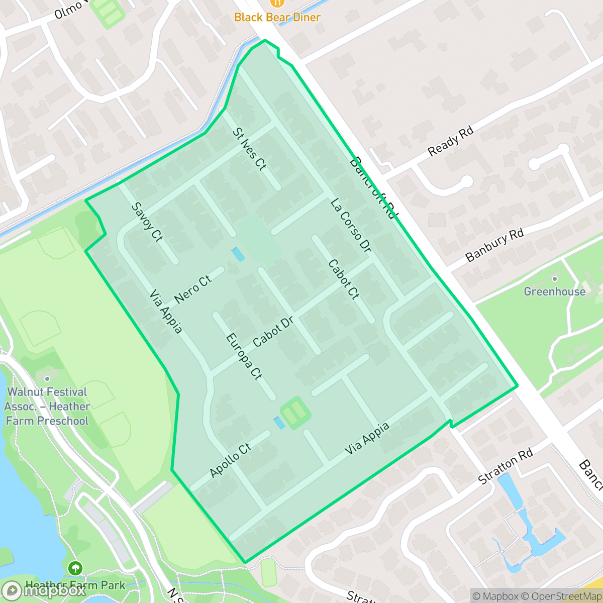 Map showing the location of Bancroft Village, Walnut Creek, CA
