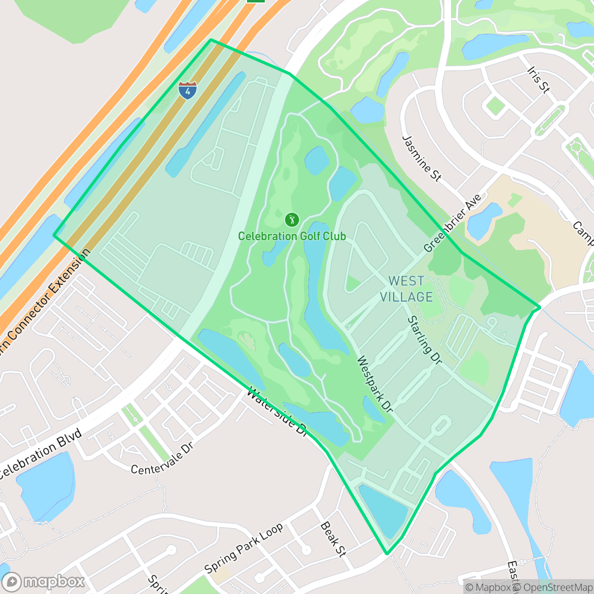 Map showing the location of West Village, Celebration, FL