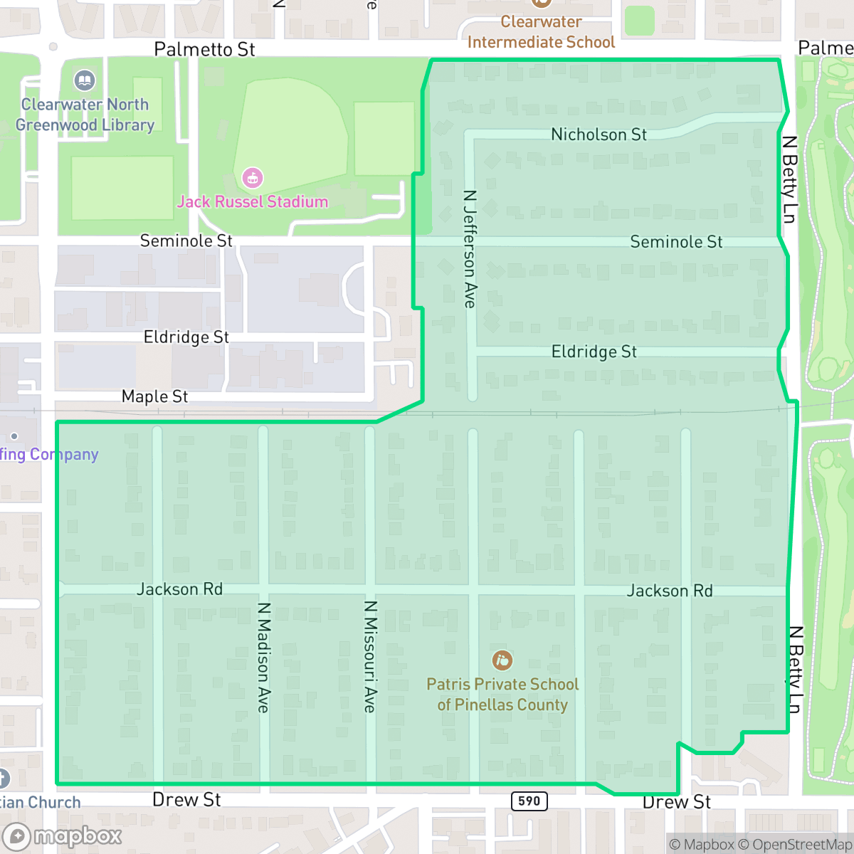 Map showing the location of Country Club Estates Homeowners Assoc, Clearwater, FL