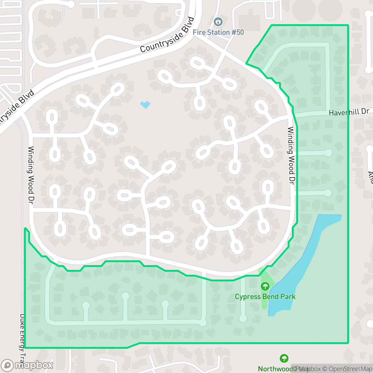 Map showing the location of Cypress Bend Homeowners Association, Clearwater, FL