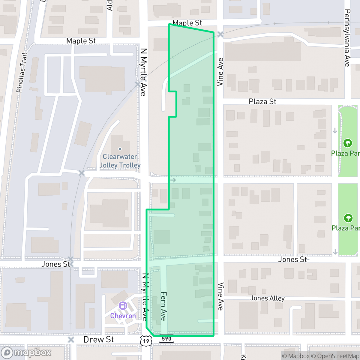 Map showing the location of Drew Park Plaza Homeowners Association, Clearwater, FL