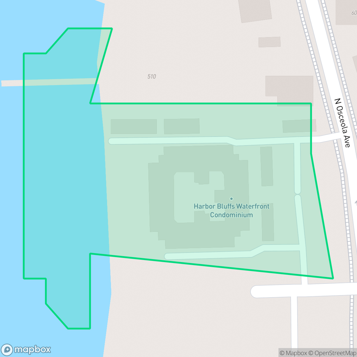 Map showing the location of Harbor Bluffs Waterfront Condo Assoc, Clearwater, FL