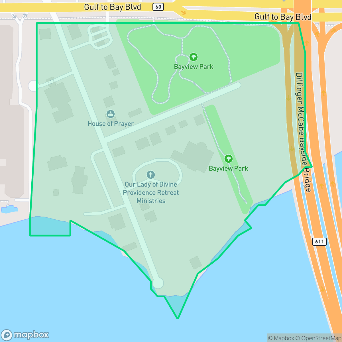 Map showing the location of Historic Bayview Association, Clearwater, FL