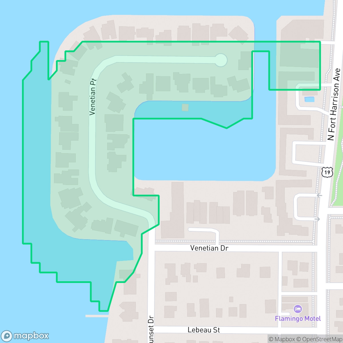 Map showing the location of Old Clearwater Bay Neighborhood Association, Clearwater, FL