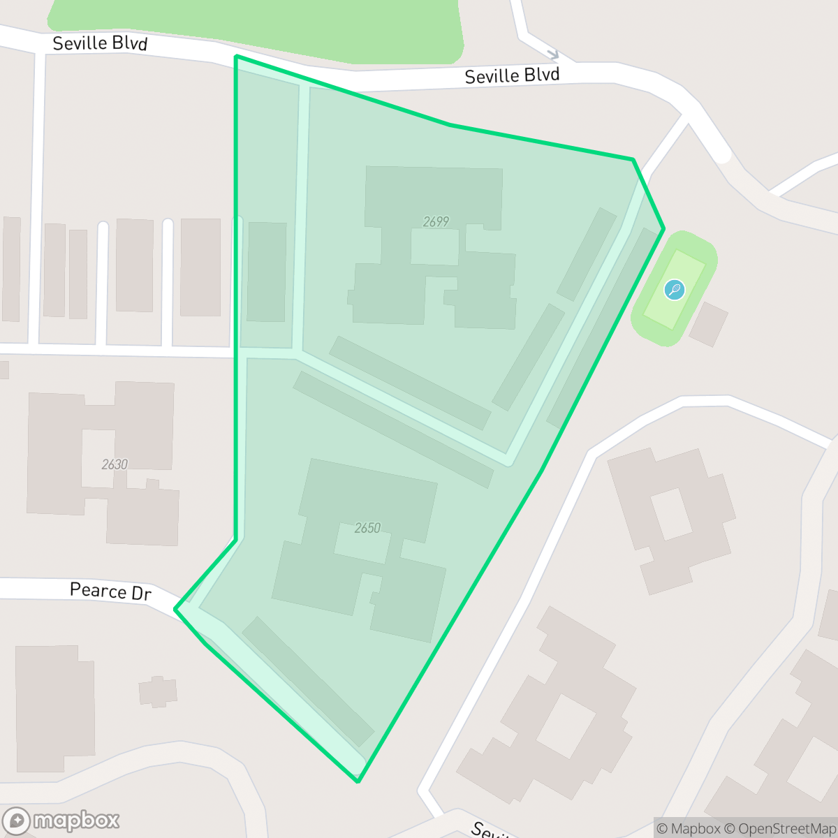 Map showing the location of Seville Condominium, Clearwater, FL