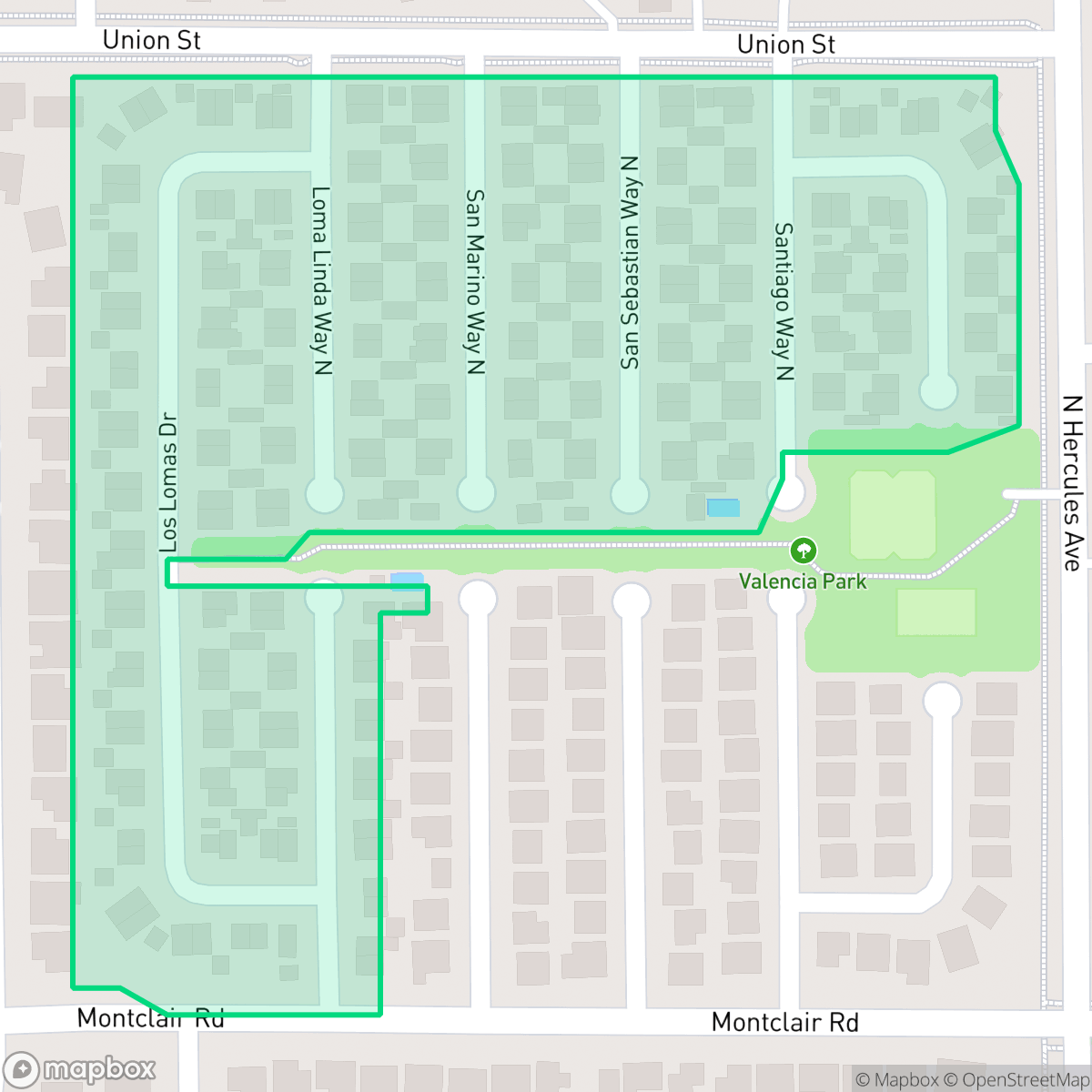 Map showing the location of Valencia Park Homeowners Association, Clearwater, FL