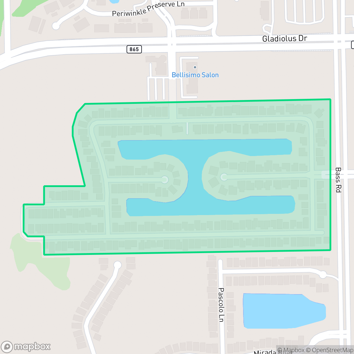 Map showing the location of Gladiolus Preserve, Cypress Lake, FL