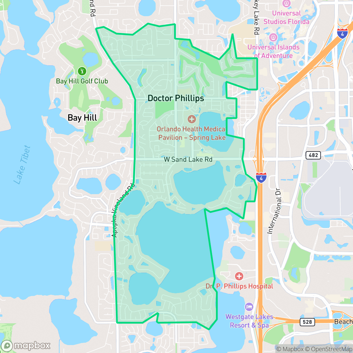 Map showing the location of Doctor Phillips, FL — coverage area